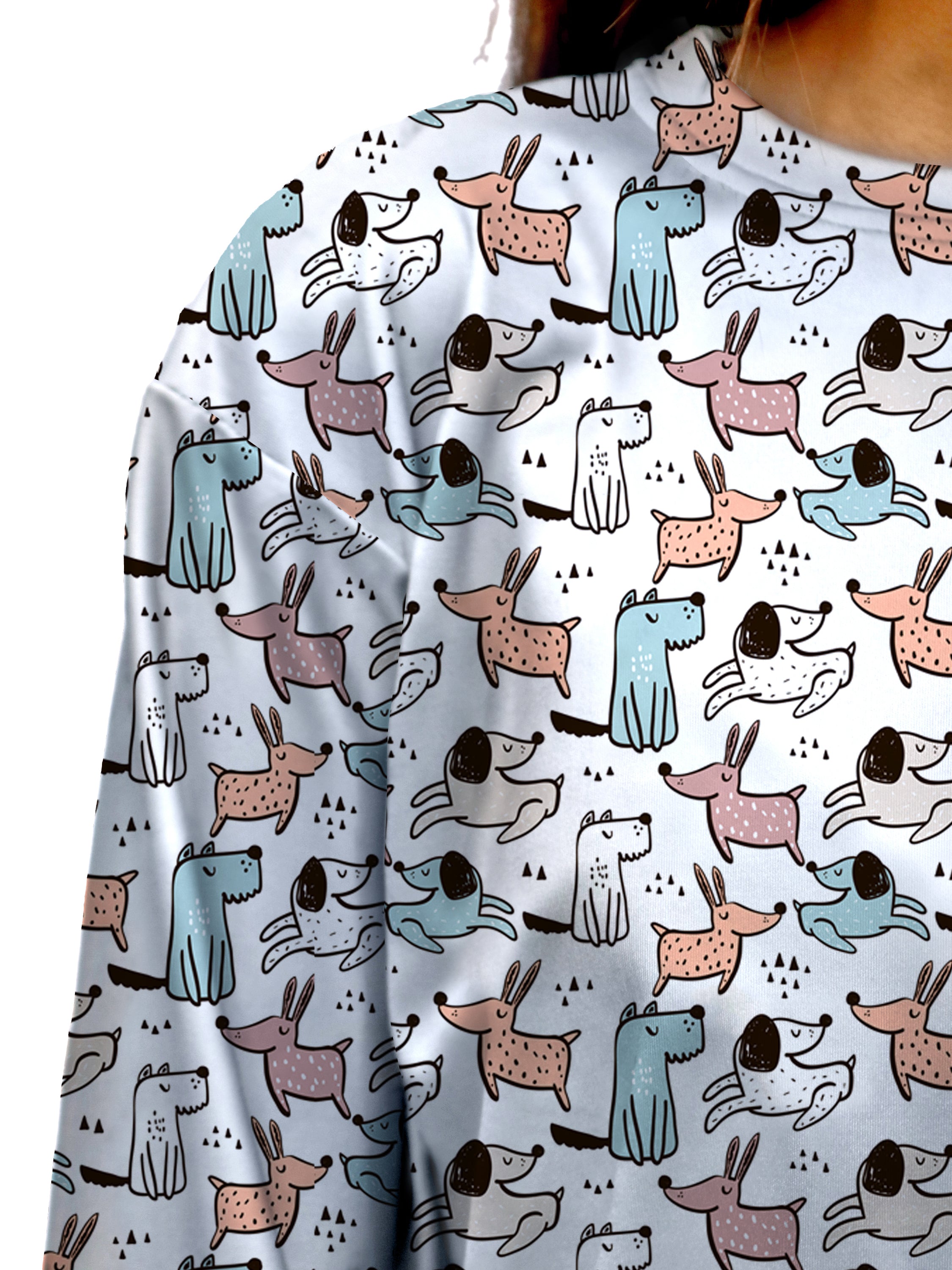 Multicolored Cartoon Dogs Printed Full Sleeve Top