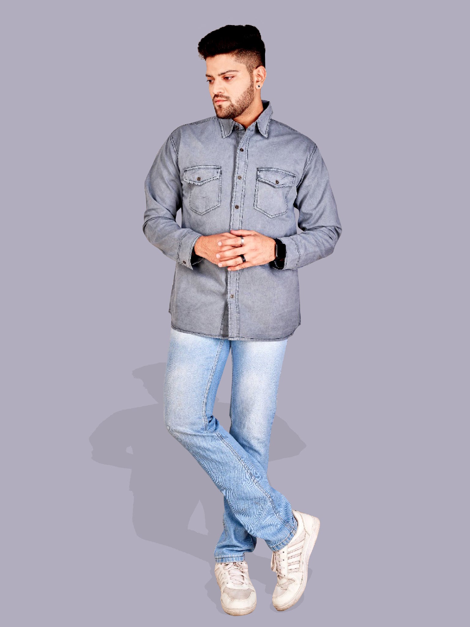 Steel Gray Denim Shirts To Unveiling Refined Style-2