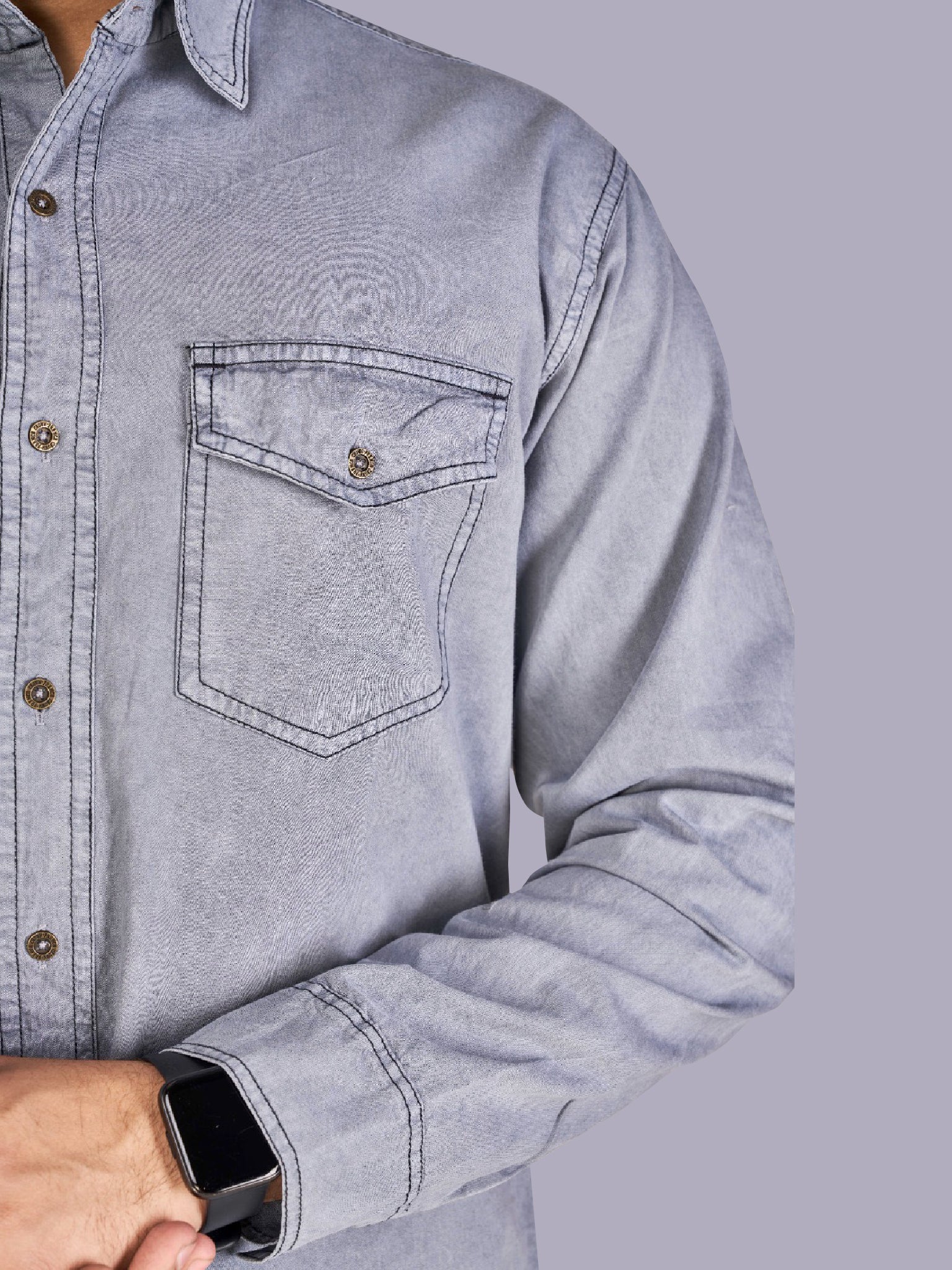 Steel Gray Denim Shirts To Unveiling Refined Style-3