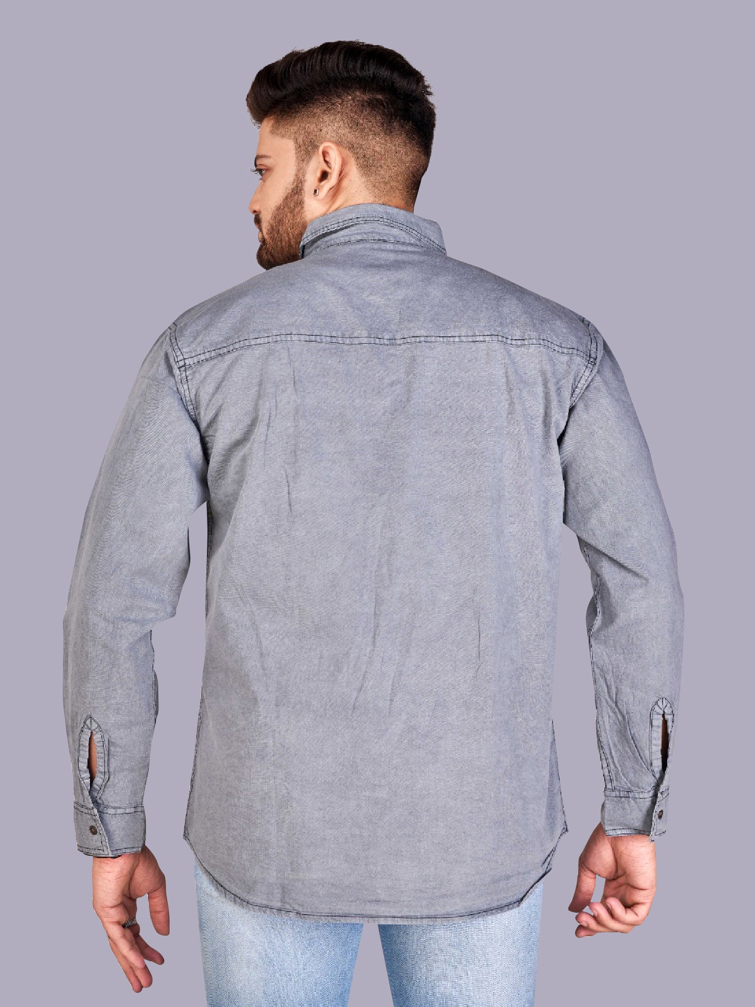 Steel Gray Denim Shirts To Unveiling Refined Style-4