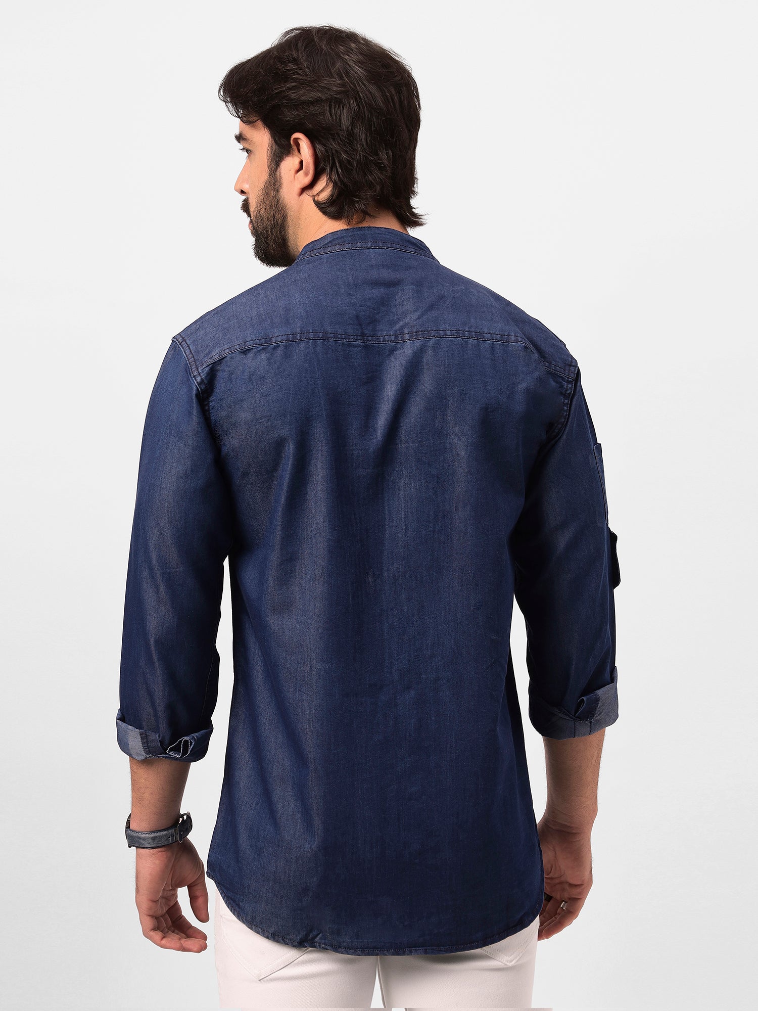 Yale Blue Denim Shirt With Pleating